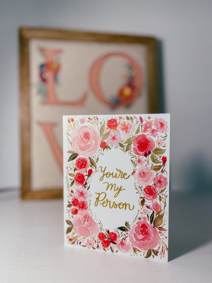 You're My Person Watercolor Valentine's Day Card