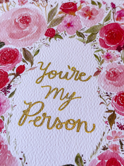 You're My Person Watercolor Valentine's Day Card