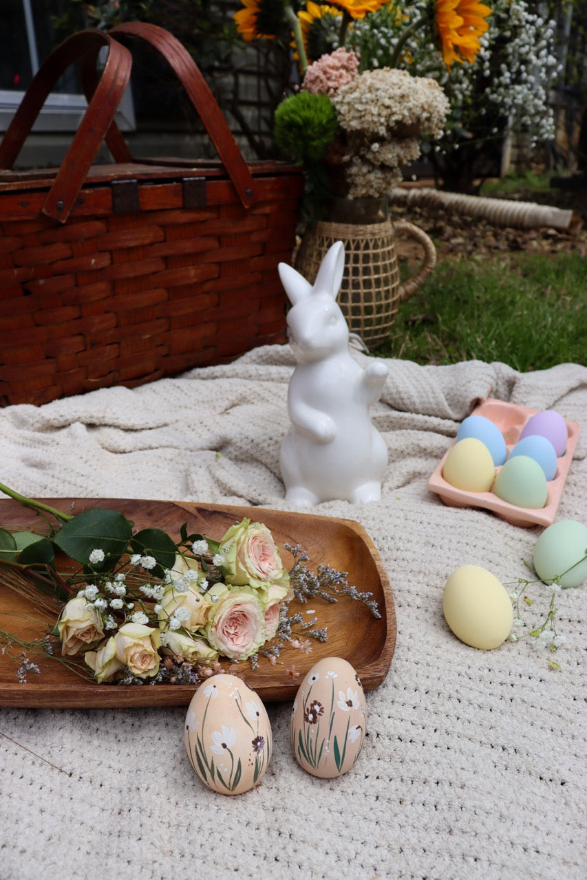 Calming Meadow Ceramic and Wooden Easter Egg