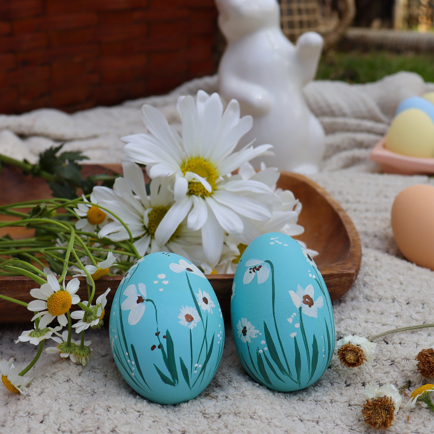 Springtime Serenade Ceramic and Wooden Easter Egg