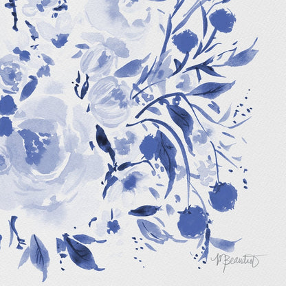 Navy Burst Watercolor Floral Art Print