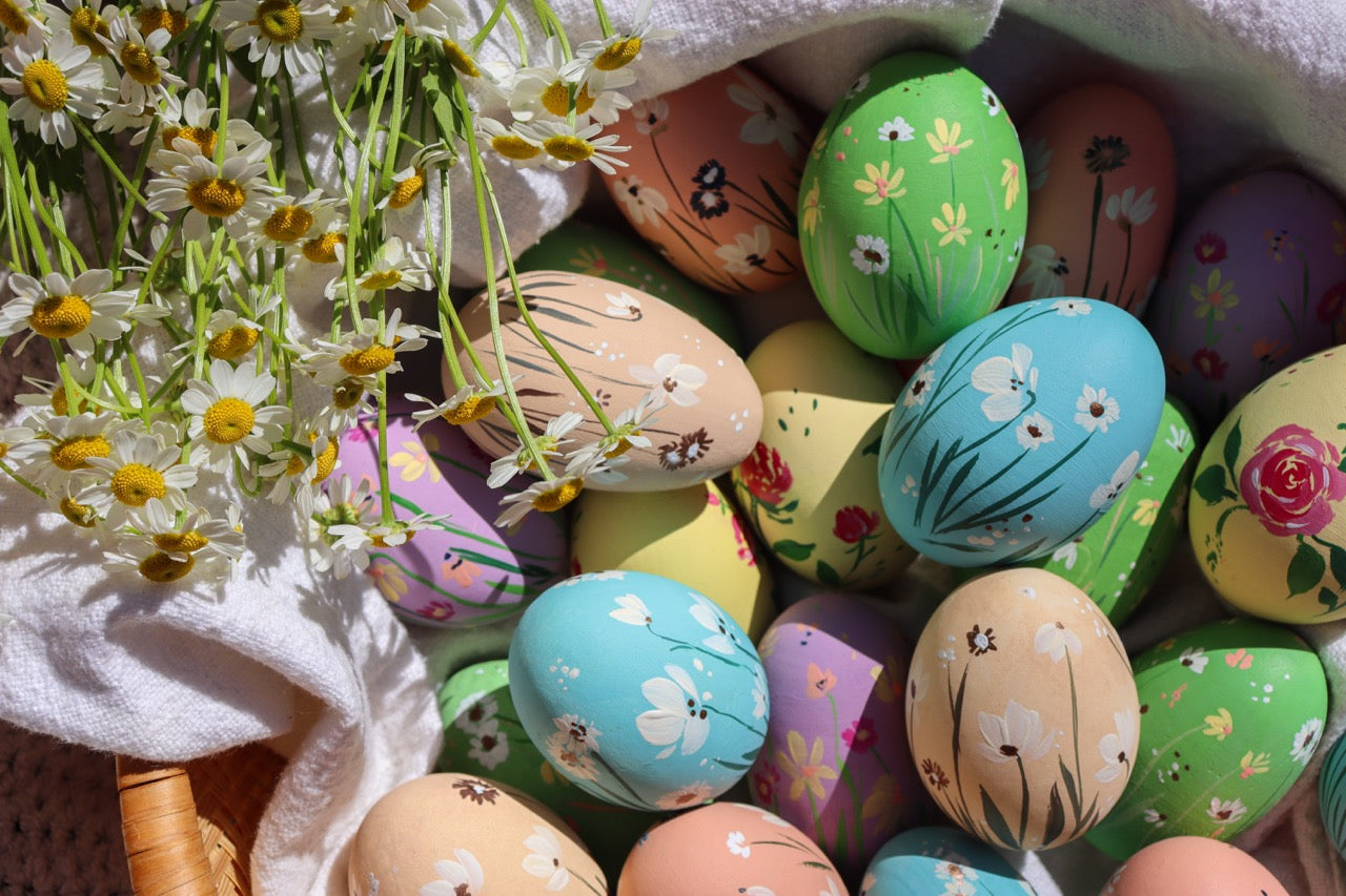 Calming Meadow Ceramic and Wooden Easter Egg