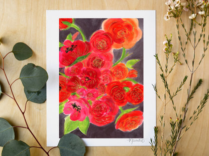 Midnight Rose Watercolor Art Print