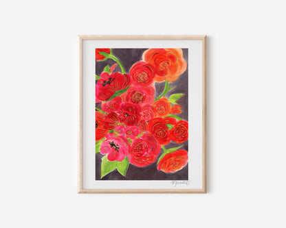 Midnight Rose Watercolor Art Print