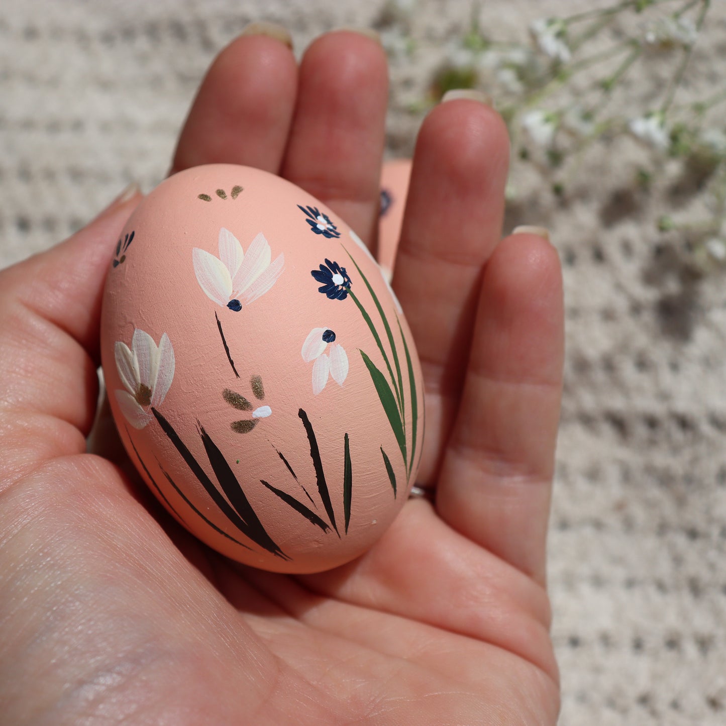 Cosmic Bloom Ceramic and Wooden Easter Egg