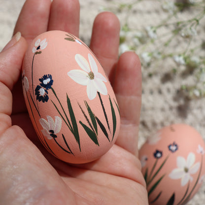 Cosmic Bloom Ceramic and Wooden Easter Egg