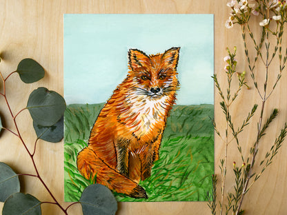 Sly Fox Watercolor Art Print