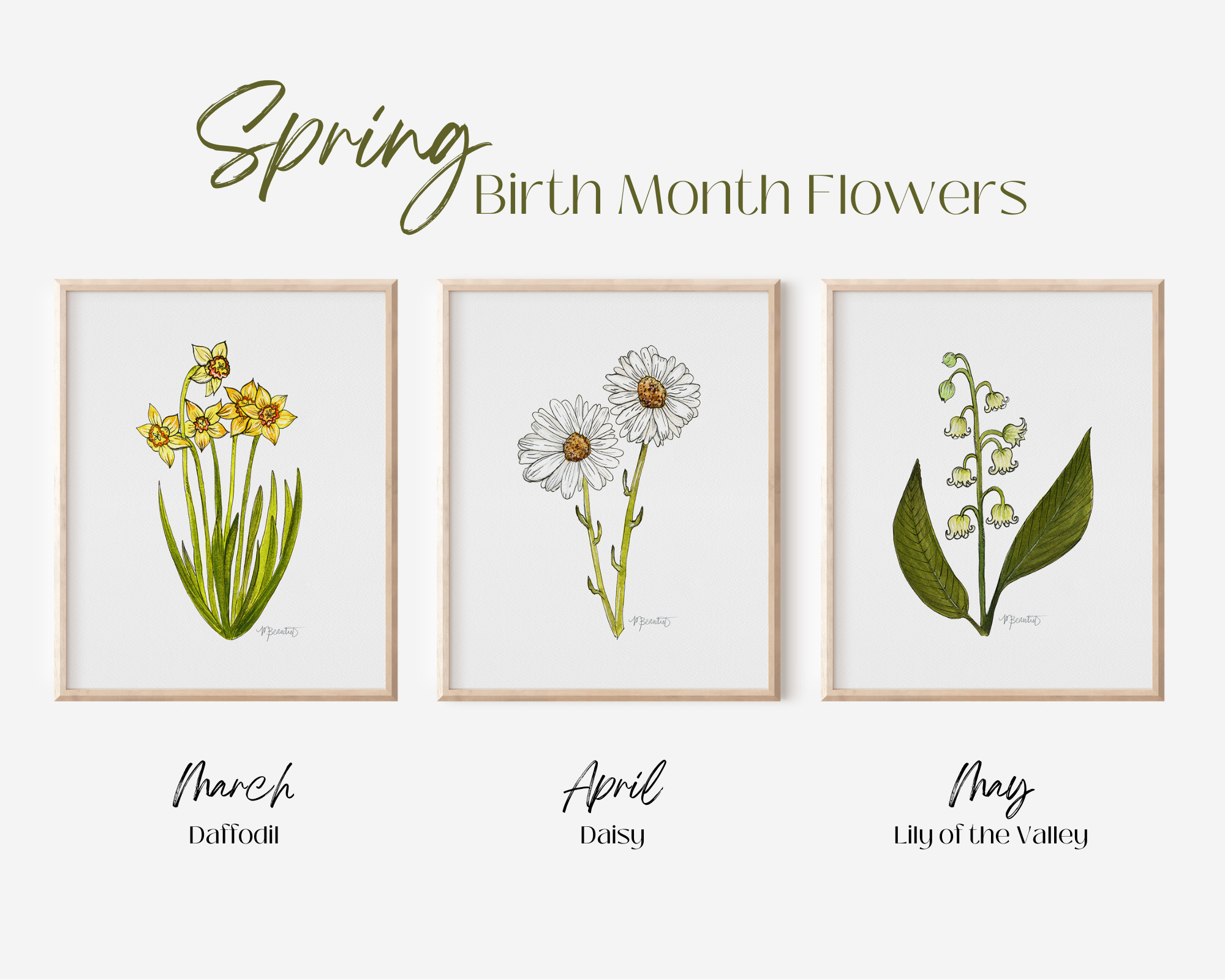 Birth Month Flower Watercolor Botanical Art Collection – February Rose