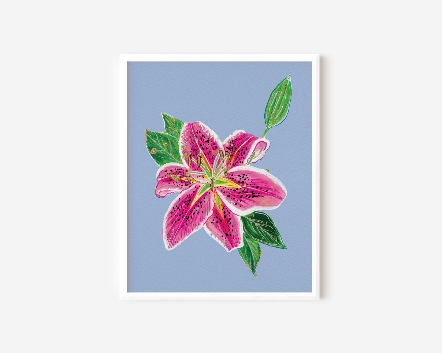 Stargazer Lily with Blue Background Art Print