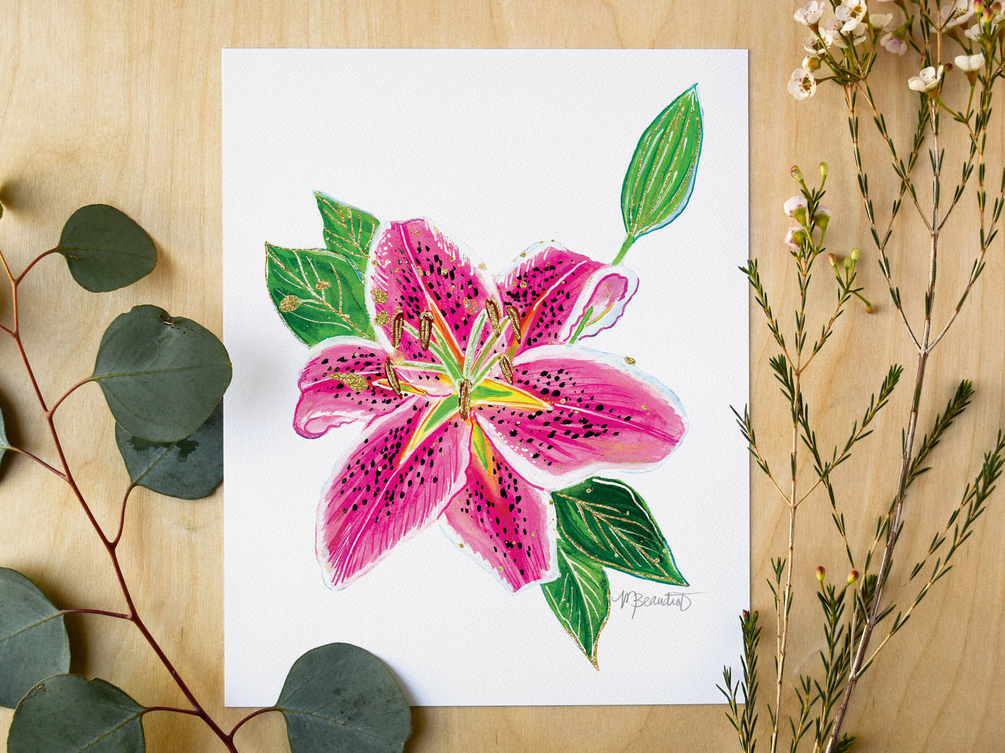 Stargazer Lily Watercolor Print