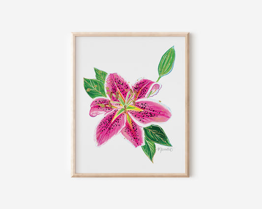 Stargazer Lily Watercolor Print