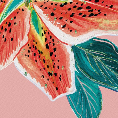 Tigerlily with Coral Background Art Print
