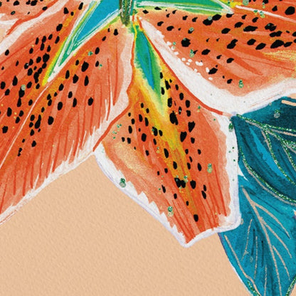 Tigerlily with Orange Background Art Print