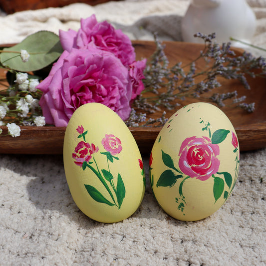 Rose Petal Sunshine Ceramic and Wooden Easter Egg