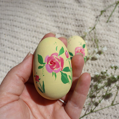 Rose Petal Sunshine Ceramic and Wooden Easter Egg
