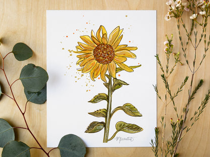 Sunflower Watercolor Art Print