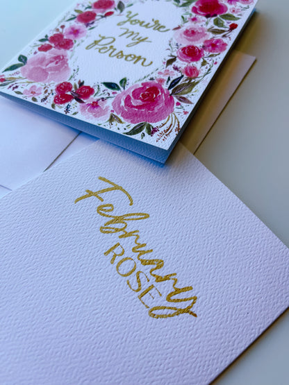 You're My Person Watercolor Valentine's Day Card
