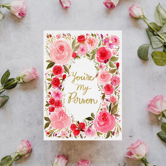 You're My Person Watercolor Valentine's Day Card
